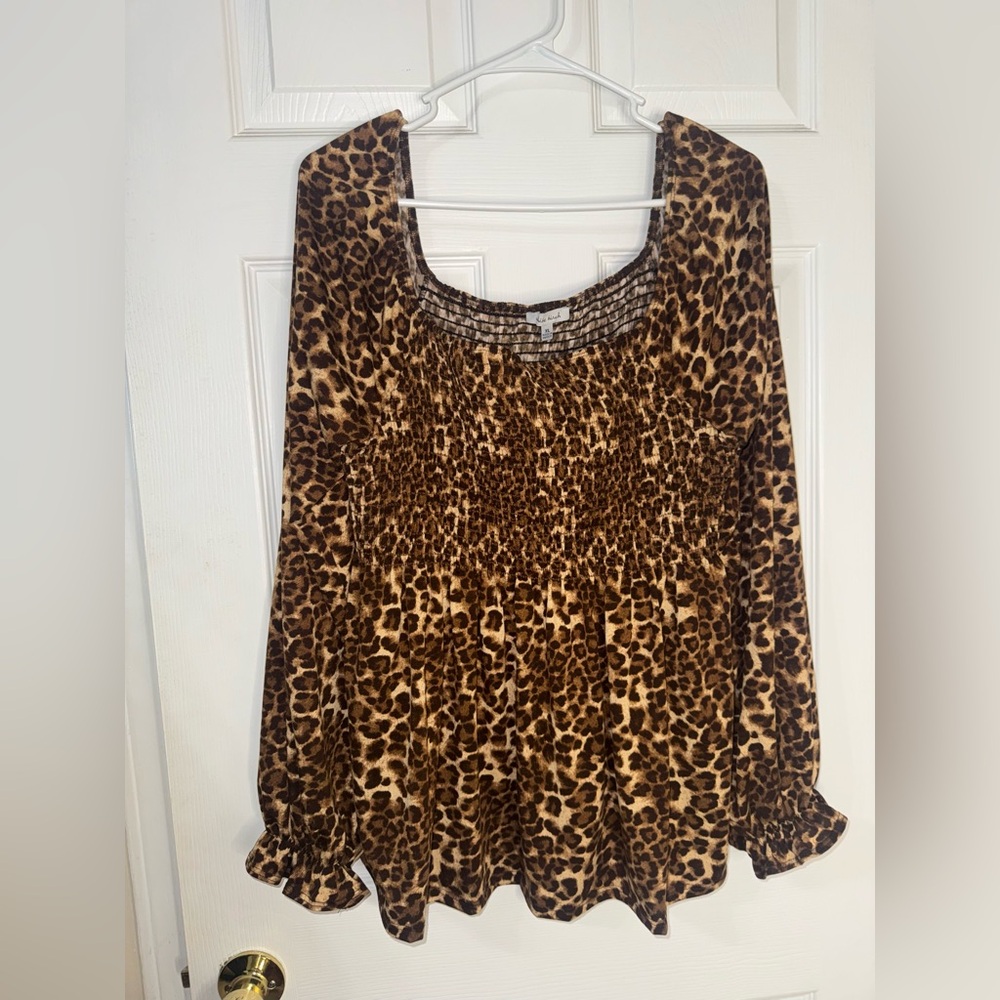 White Birch Leopard Print Blouse - Picture 3 of 8